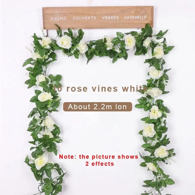 1 pièces 2.2M fleur blanche artificielle faux suspendus fausses plantes de vigne feuilles artificielles guirlande de fleurs décoration de mariage