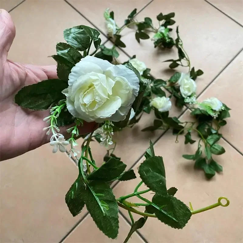 1 pièces 2.2M fleur blanche artificielle faux suspendus fausses plantes de vigne feuilles artificielles guirlande de fleurs décoration de mariage