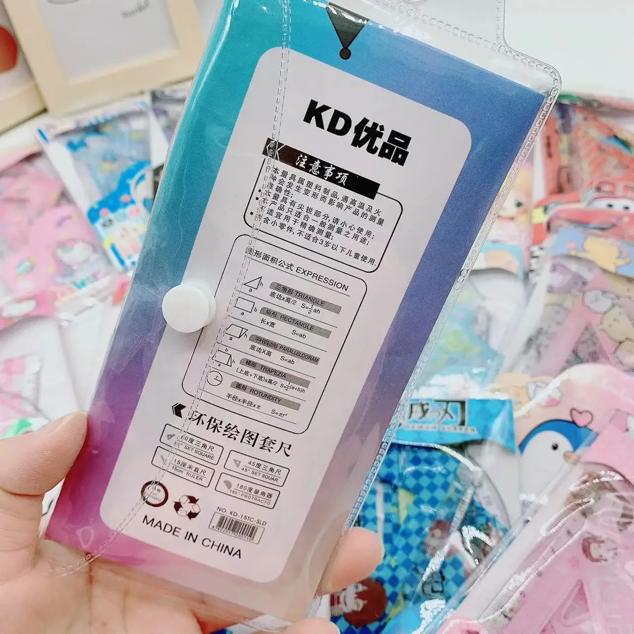 1 ensemble de règles créatives de point MINISO, papeterie d'étude pour étudiants, ensemble de rapporteur triangulaire, fournitures scolaires, cadeau pour enfant, vente en gros
