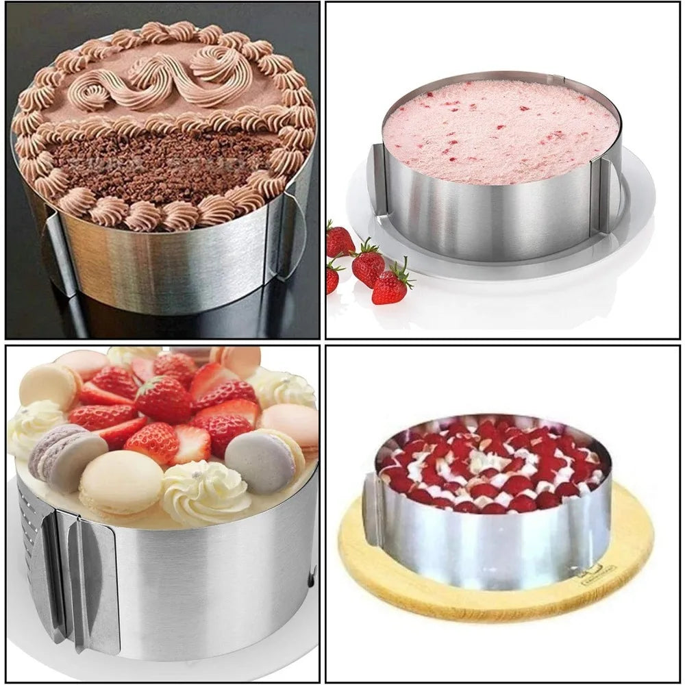 Anneau à gâteau réglable, moule rond en acier inoxydable