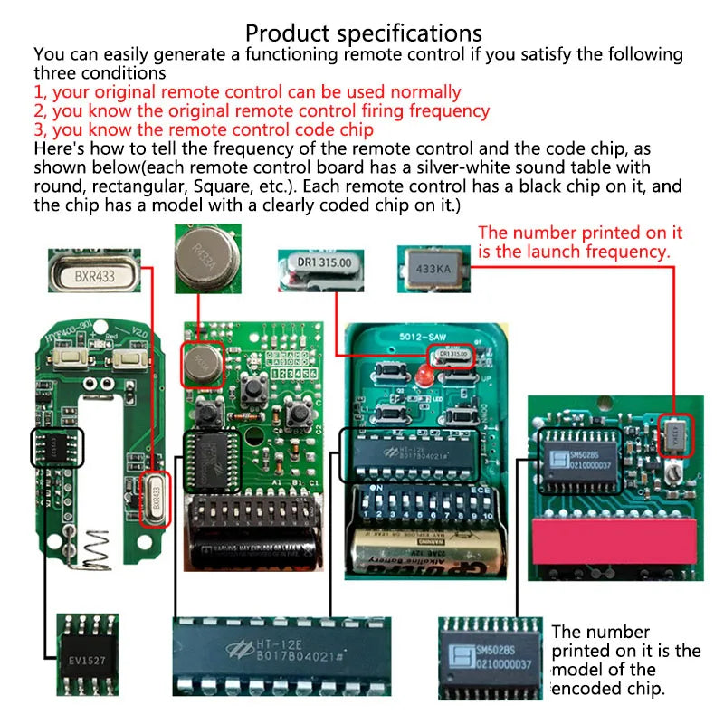 Diese 433MHz RF Clone télécommande copie transmetteur clonage apprentissage duplicateur de Code fixe pour porte de Garage CAME NICE Doorhan