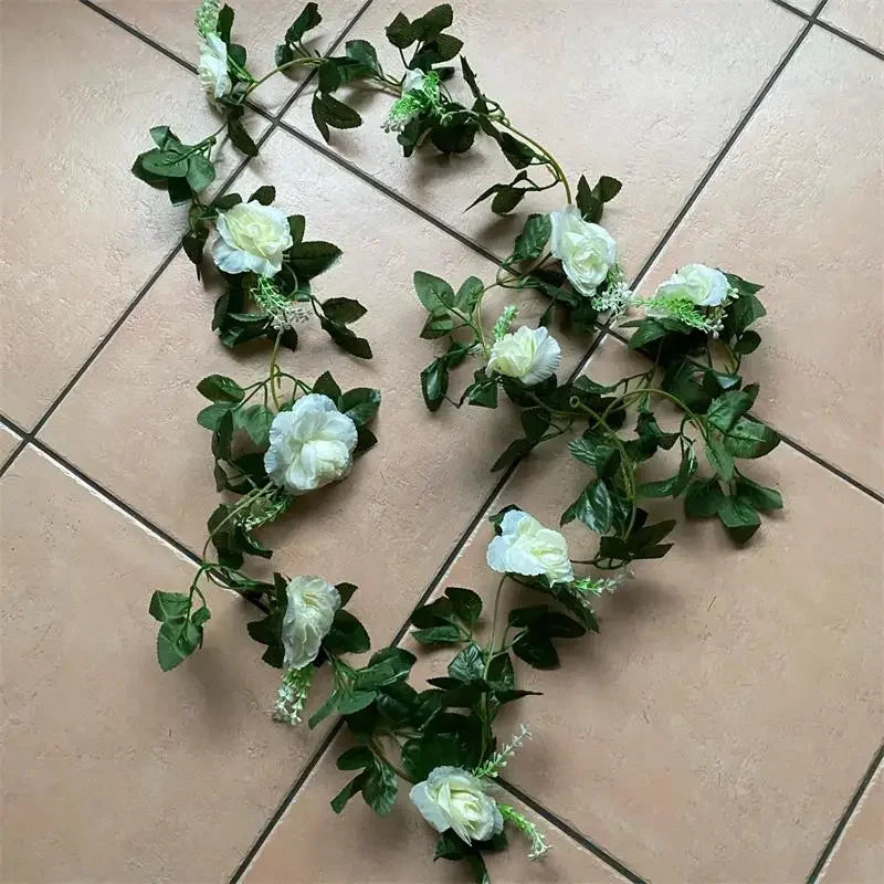 1 pièces 2.2M fleur blanche artificielle faux suspendus fausses plantes de vigne feuilles artificielles guirlande de fleurs décoration de mariage