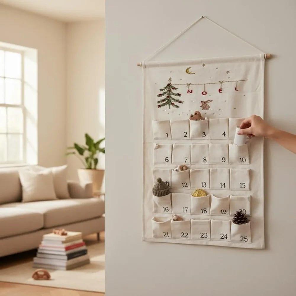 Calendrier de l'Avent personnalisé Noël Bunny avec 25 poches imprimées