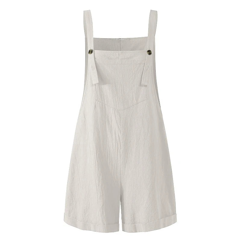 Combinaison Style ample pour femmes, style Boho, couleur unie, col carré, combishort sans manches, vêtements d'été décontractés
