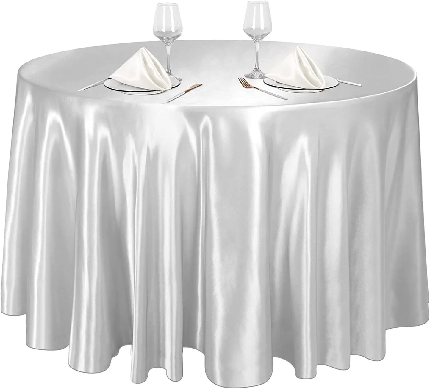 Nappe ronde en satin, couverture de table en soie brillante or rose