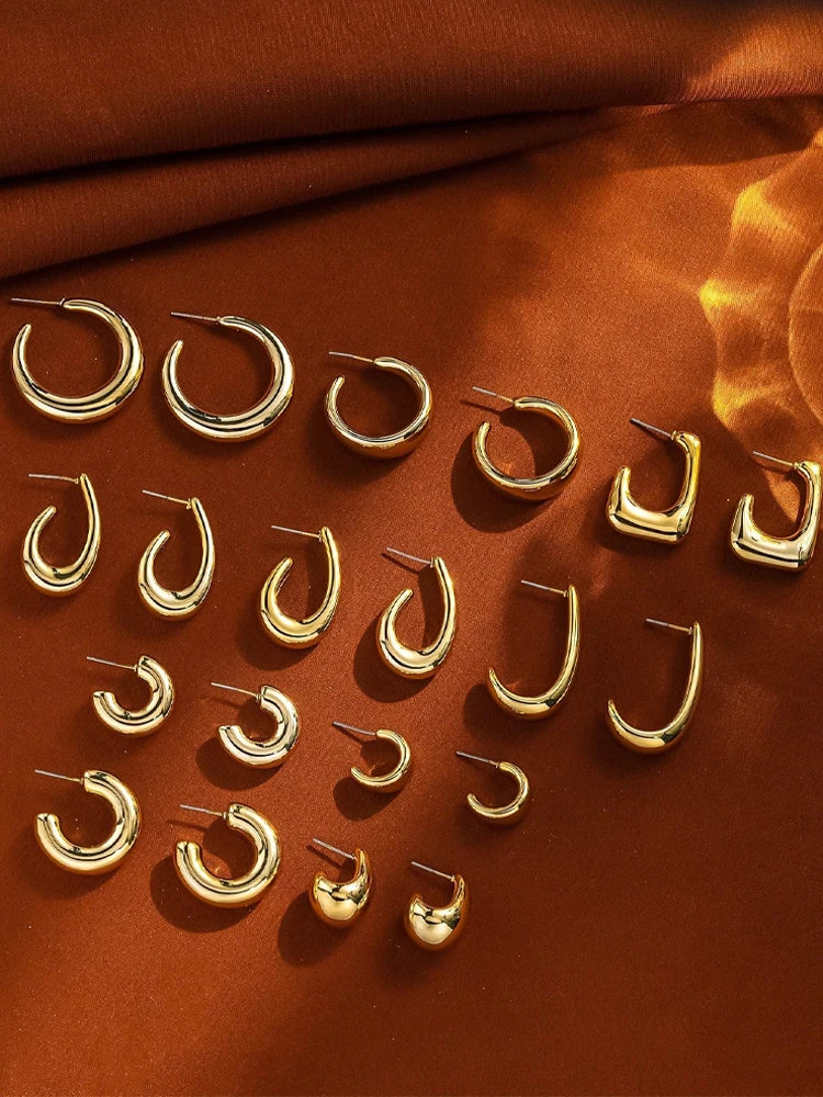 Ensemble de boucles d'oreilles légères en forme de C pour femmes, couleur or, forme asymétrique, CCB, bijoux à usage quotidien, 2/6/20 pièces, 2025