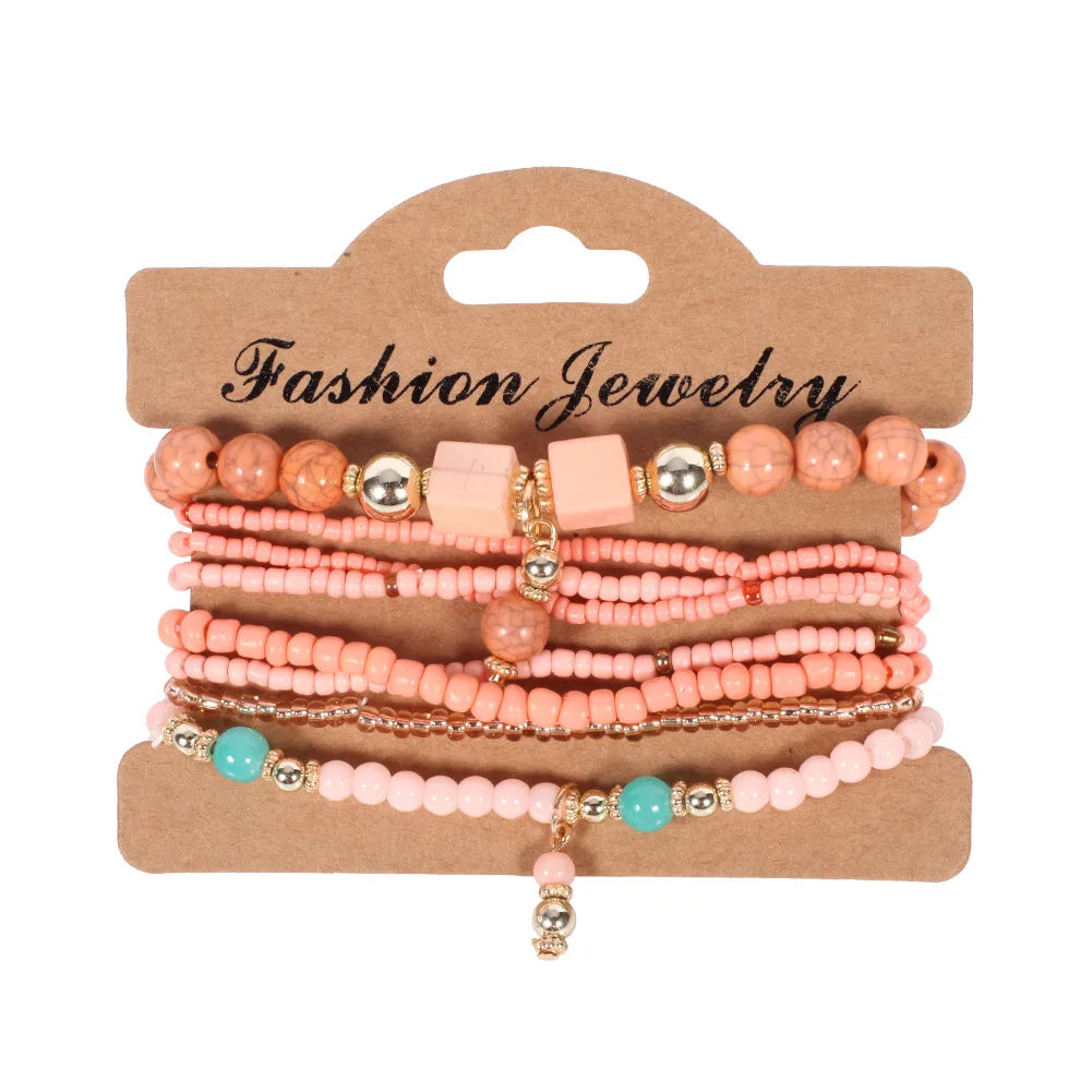 Ensemble de bracelets bohème en perles faites à la main pour femmes, chaîne de perles colorées d'été, accessoires de bijoux Boho pour hommes