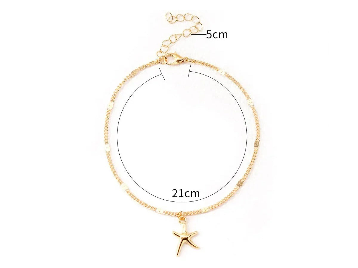 Bracelet de cheville Boho Starfish pour femme, bijoux de pied