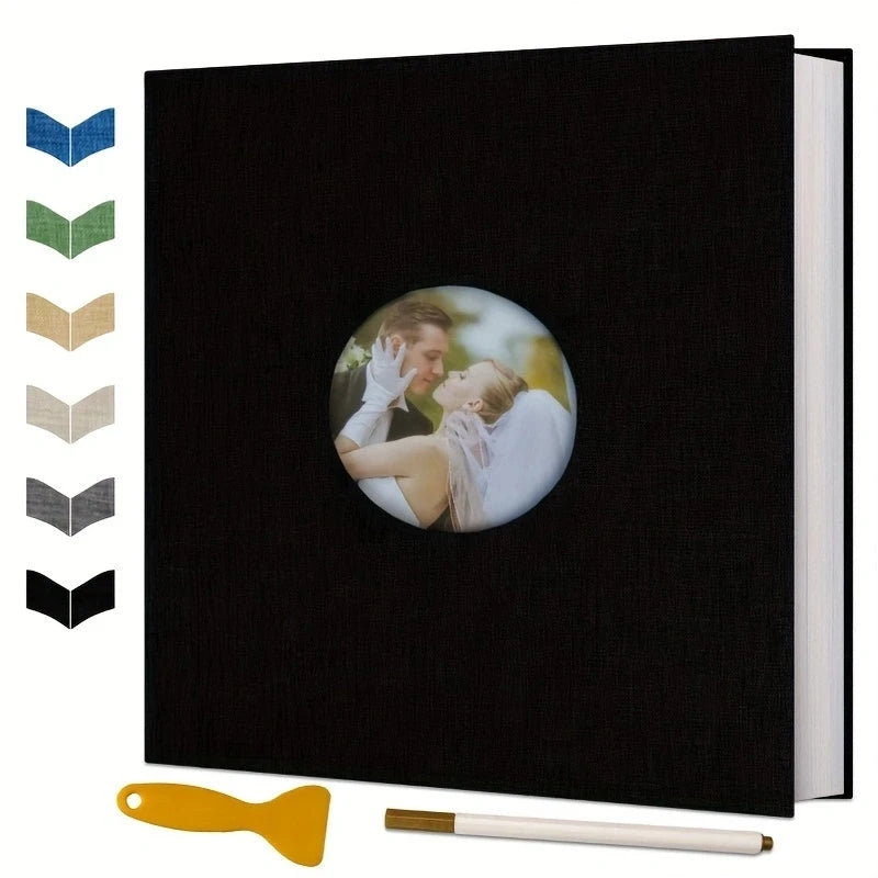 Album Scrapbook auto-adhésif pour photos 4 × 6 5 × 7 8 × 10, couverture en lin magnétique, 40 pages, cadeau de mariage familial avec stylo en métal et