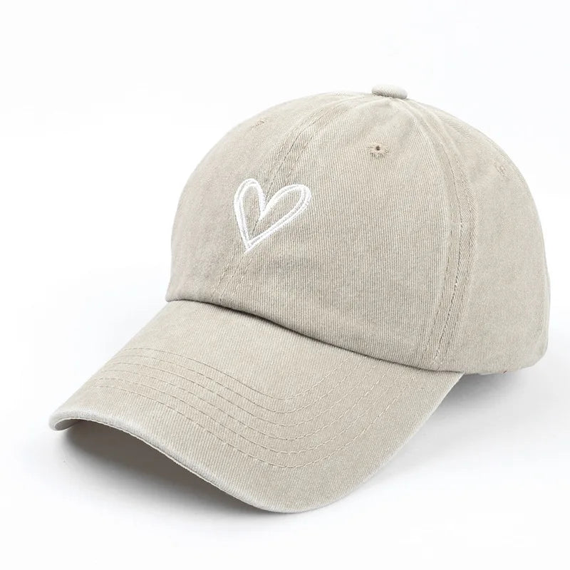 Casquette Homme printemps/été chapeau femme brodé coeur de pêche lavage Denim Baseball chapeau décontracté Version coréenne mince Gorras