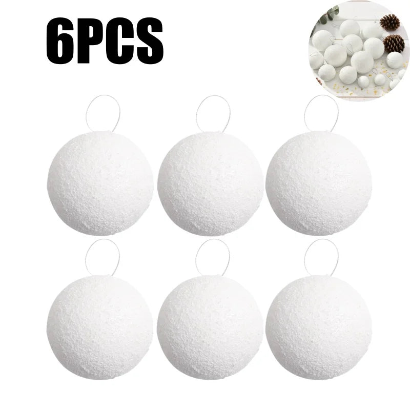 Boule de neige ornements d'arbre de noël, boules en mousse blanche