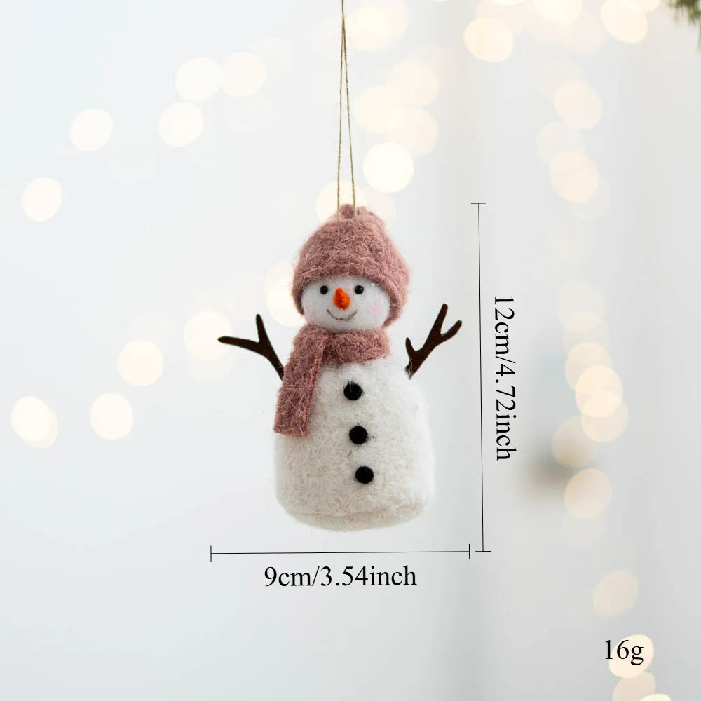 Pendentif de Bonhomme de neige de Noël, décoration d'arbre de Noël, poupée en feutre