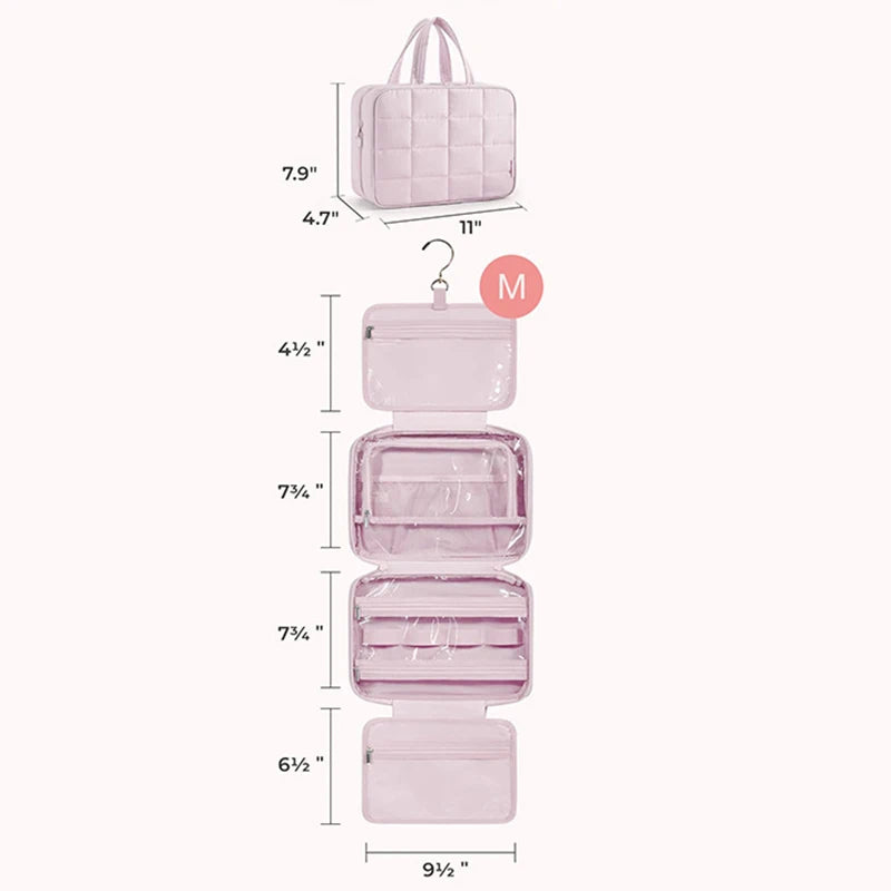 Trousse de maquillage de voyage, organisateur de produits de toilette pour femmes, crochet de salle de bain, pochette de lavage, sac de rangement de maquillage