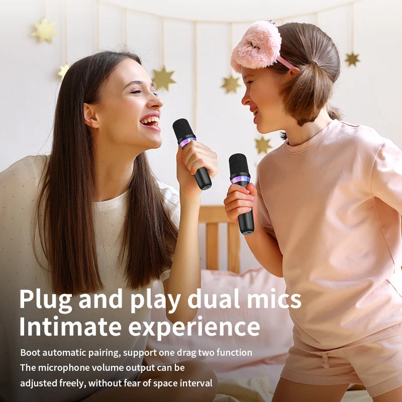 DS-K2 Karaoké Compagnon Bluetooth 5.3 Microphones dynamiques sans fil RVB Lumière colorée HIFI Stéréo DSP Système de mixage pour haut-parleur filaire Amplificateur Kit de voiture