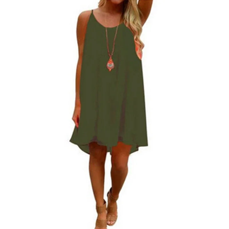 Robe de plage ample et décontractée pour femmes, Mini, sans manches, bretelles Spaghetti, ajouré, vêtements pour filles, moulante, été