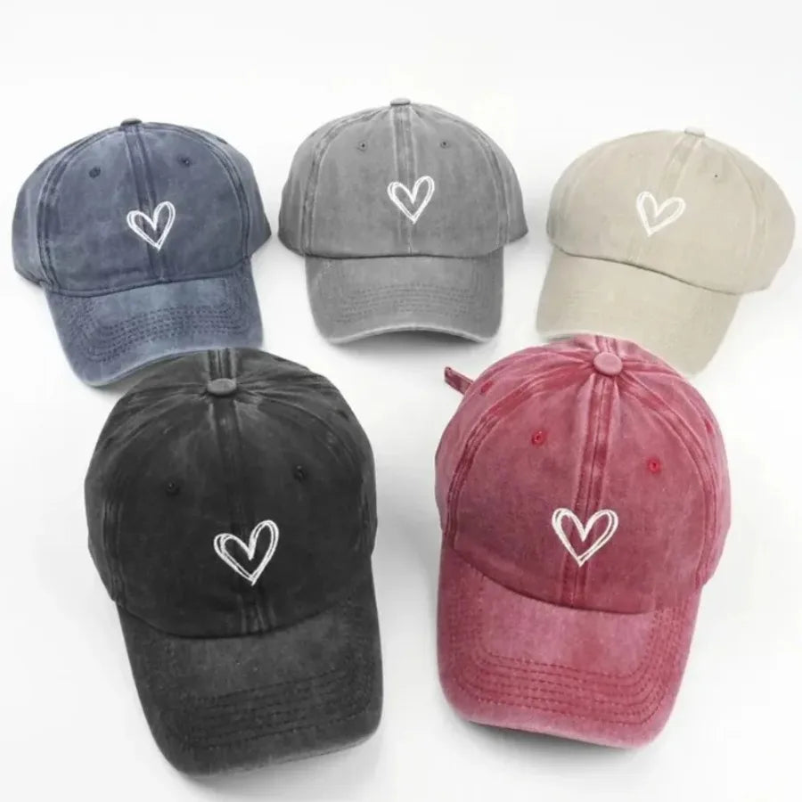 Casquette Homme printemps/été chapeau femme brodé coeur de pêche lavage Denim Baseball chapeau décontracté Version coréenne mince Gorras