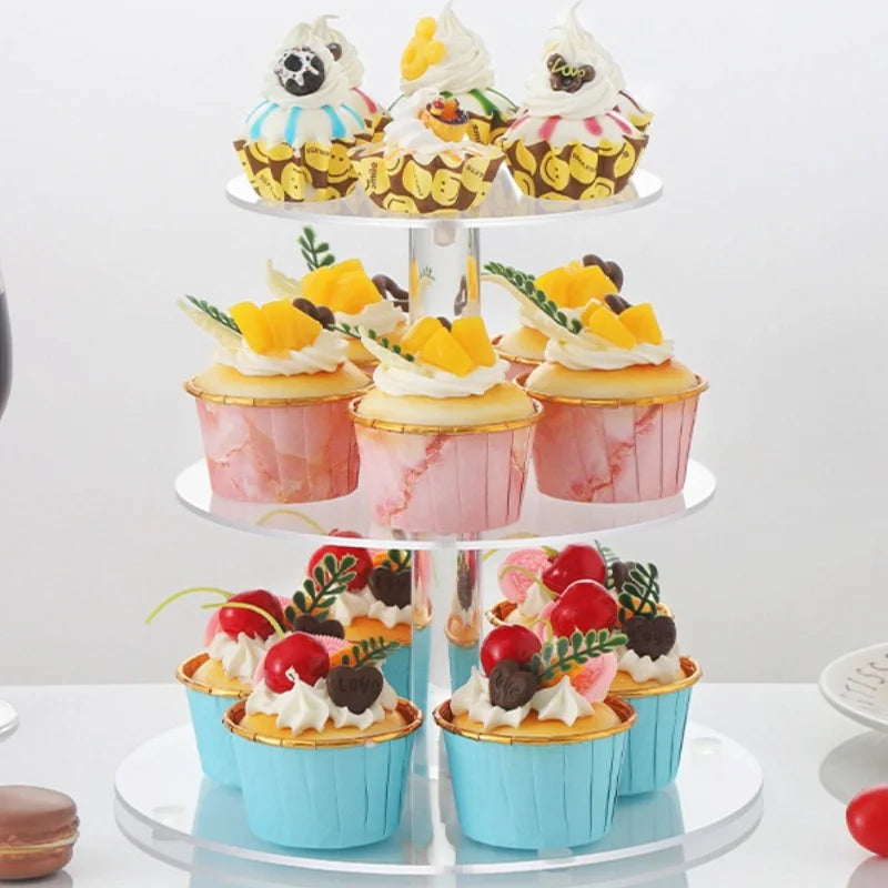 Support à cupcakes rond en acrylique à 3/4/5 niveaux