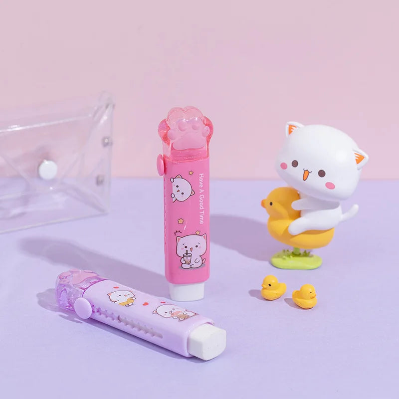 Gomme Portable Kawaii, propre sans miettes, chat, papeterie Kawaii, fournitures scolaires pour enfants