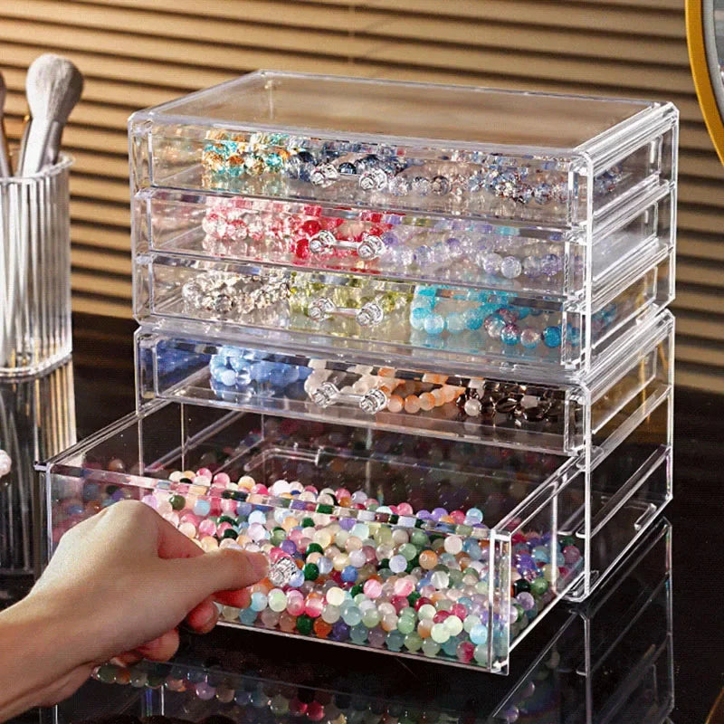 Boîte de rangement de cosmétiques en acrylique, boîte de rangement de rouge à lèvres, support de rangement de maquillage à tiroir de bureau, boîte à bijoux transparente, livraison directe