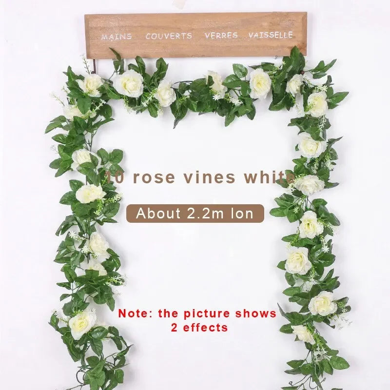 1 pièces 2.2M fleur blanche artificielle faux suspendus fausses plantes de vigne feuilles artificielles guirlande de fleurs décoration de mariage