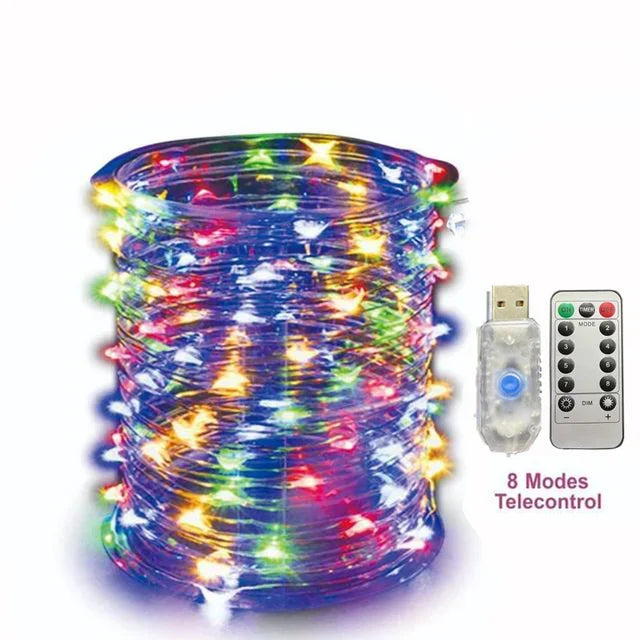 Guirlande lumineuse basse tension en fil de cuivre avec télécommande USB, 10M/20M/30M, 300Led, 8 fonctions, fil de cuivre Led de noël