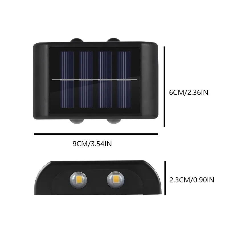 Lampe murale solaire d'extérieur LED 4, étanche, éclairage de jardin supérieur et inférieur, décoration de clôture, lampe solaire
