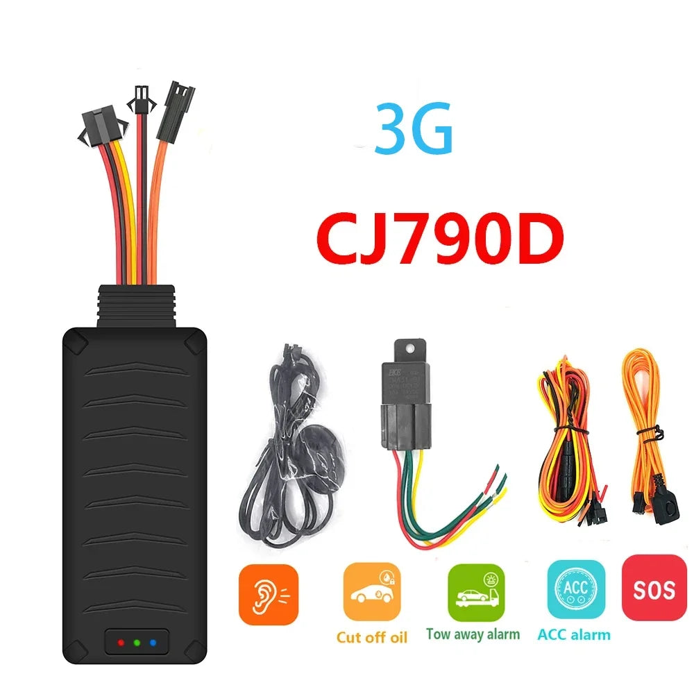 Traqueur GPS 4G pour Voiture et Moto, Moniteur Vocal SOS, État ACC, Remorquage, Arrêt, Choc, Déplacer, Appel SMS, Localisateur d'Alarme CJ790D