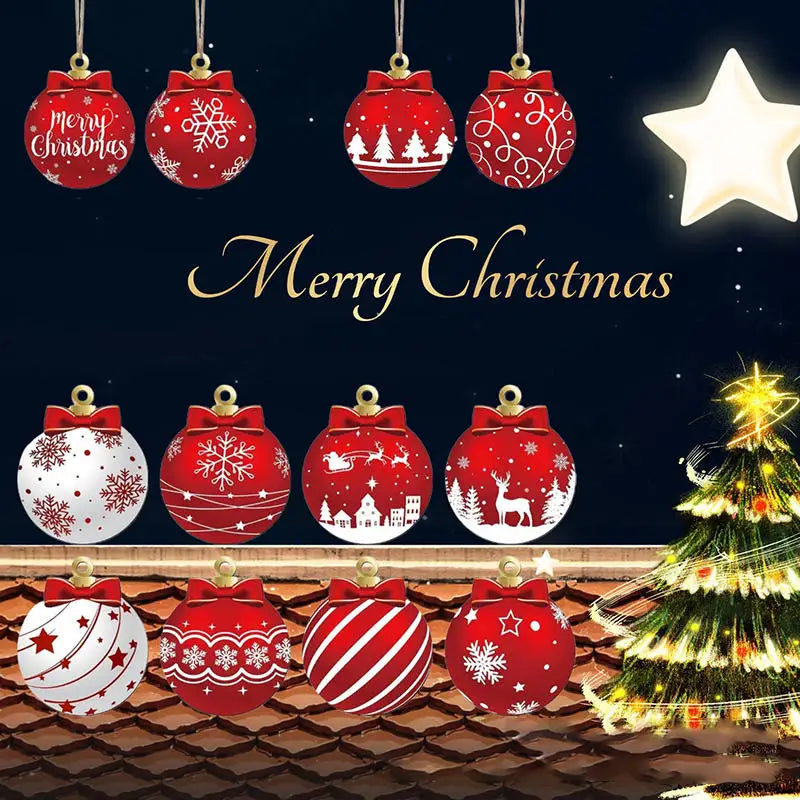 12 pièces decorations de Noël en bois pendentif arbre de Noël à décorer