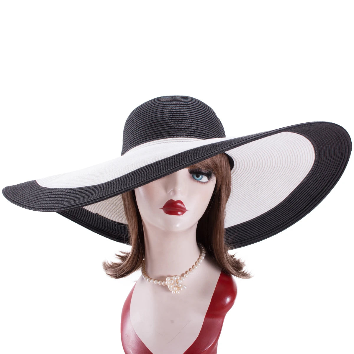 Lawliet-Chapeau de paille pliable à large bord pour femme, accessoire de plage, de mariage, de fête, 7.1, 18cm, A330