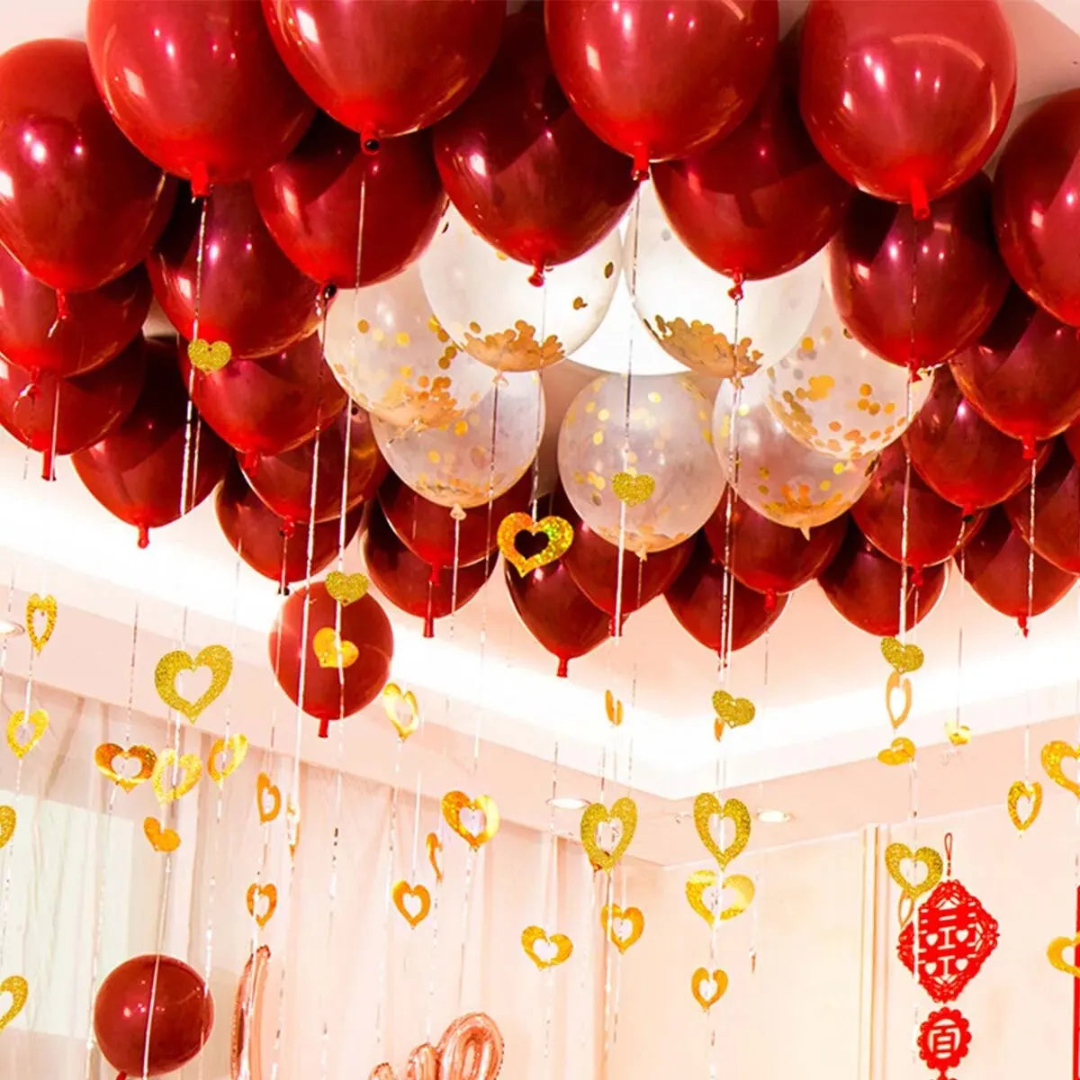 100 pièces décoration de fête d'anniversaire de mariage décoration ballon pluie soie paillettes pendentif fournitures de mariage décoration de salle de mariage