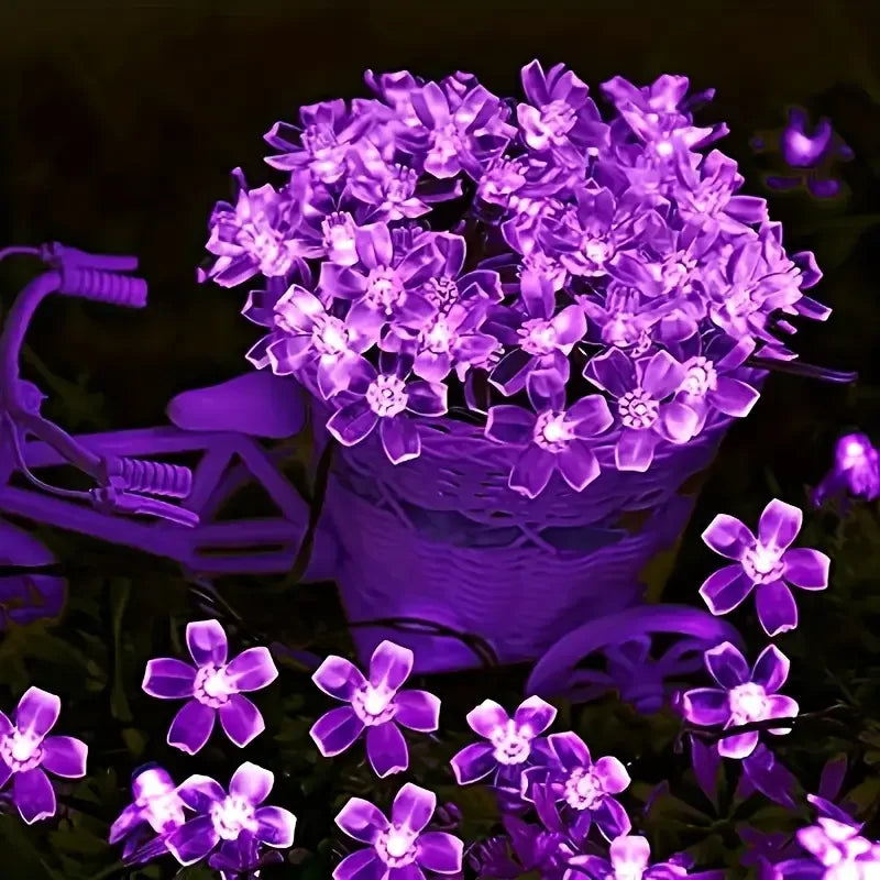Solaire violet/bleu/charme/couleur fleur de cerisier jardin fleur lumières guirlandes chaîne lumières solaire extérieur étanche noël déco