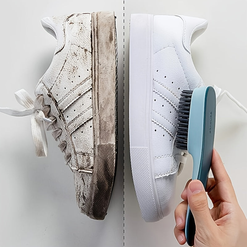 1 brosse à chaussures à long manche et poils souples, outil de nettoyage
