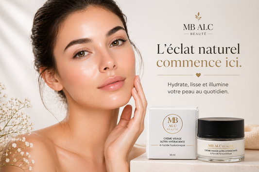 Crème visage à l'acide hyaluronique MB ALC Beauté pour une peau hydratée et lumineuse