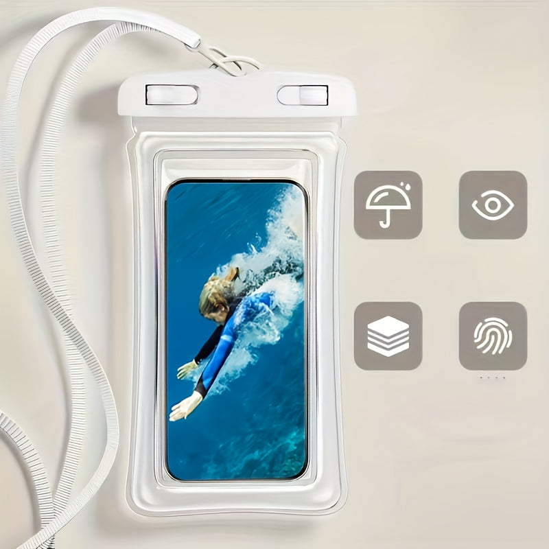 Pochette étanche pour téléphone, design 3D, compatible avec les coques épaisses, sac étanche en plastique transparent pour smartphones de 20,32 cm, avec tour de cou pour la plage, les croisières et les voyages