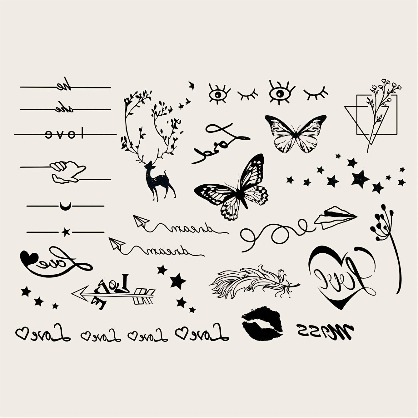 [Achetez-en 1, obtenez-en 1 gratuit] 2 feuilles d'autocollants de tatouage à petits motifs élégants pour F