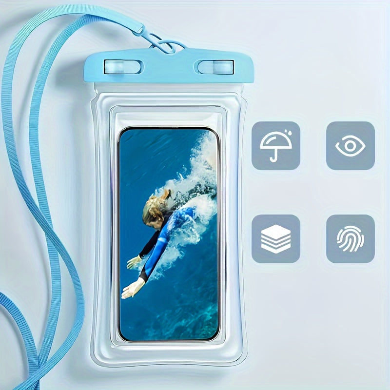 Pochette étanche pour téléphone, design 3D, compatible avec les coques épaisses, sac étanche en plastique transparent pour smartphones de 20,32 cm, avec tour de cou pour la plage, les croisières et les voyages