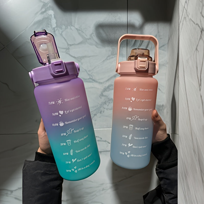 Bouteille d'eau de sport motivante de grande capacité de 2 L - Jus d'eau coloré…