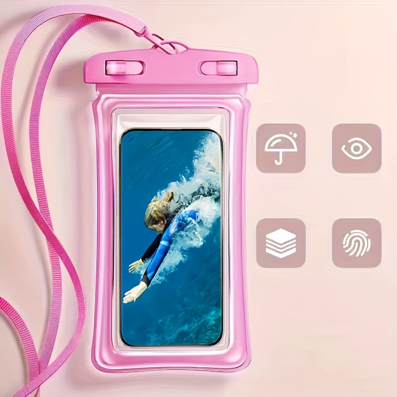 Pochette étanche pour téléphone, design 3D, compatible avec les coques épaisses, sac étanche en plastique transparent pour smartphones de 20,32 cm, avec tour de cou pour la plage, les croisières et les voyages