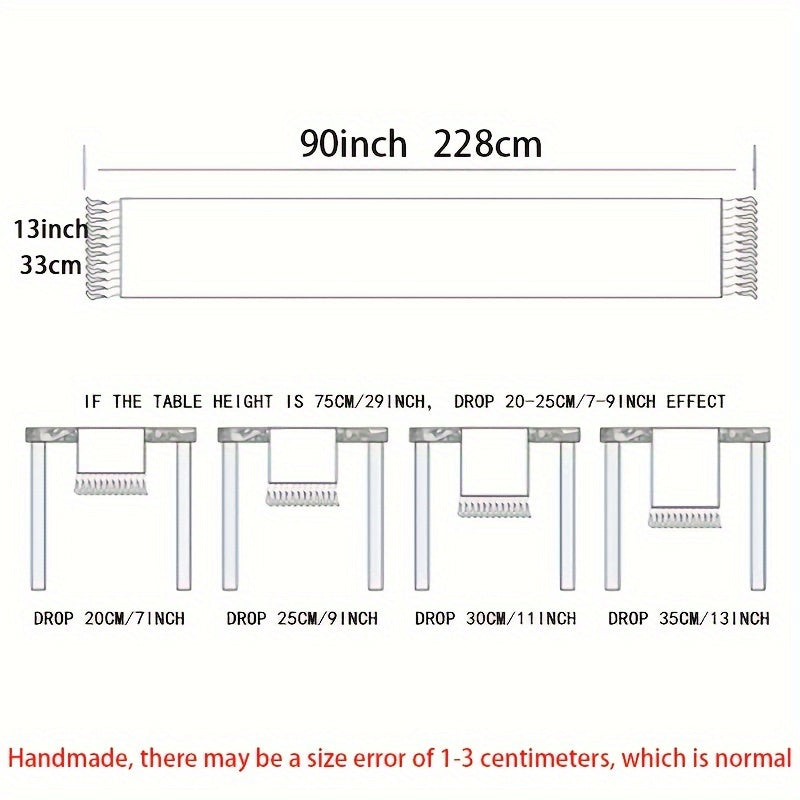 1pc, chemin de table en polyester, chemin de table rustique de ferme longue de style boho
