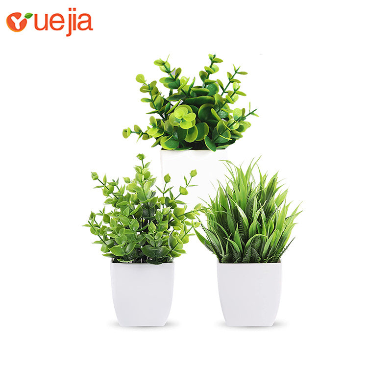 Ensemble de fleurs artificielles de qualité supérieure à 3 pots - parfait pour la décoration de la maison et les bureaux