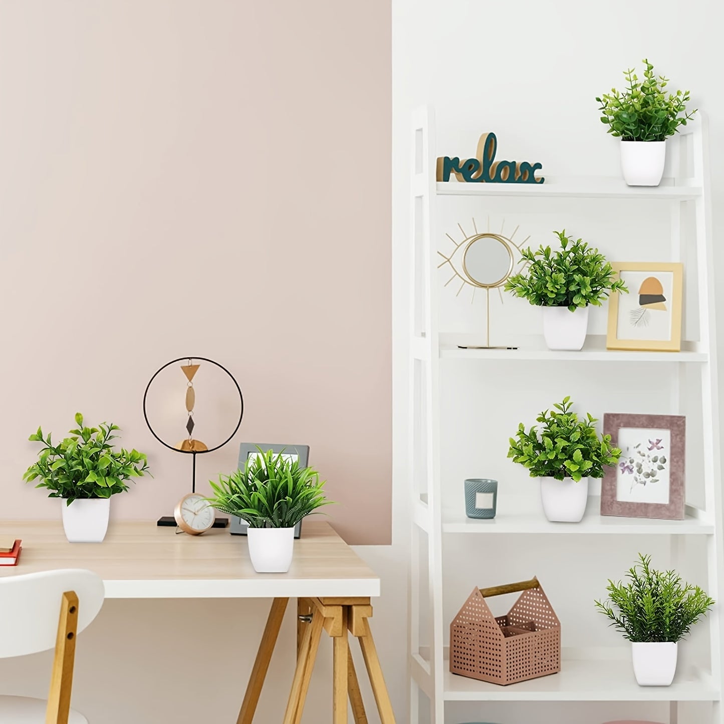 Ensemble de fleurs artificielles de qualité supérieure à 3 pots - parfait pour la décoration de la maison et les bureaux