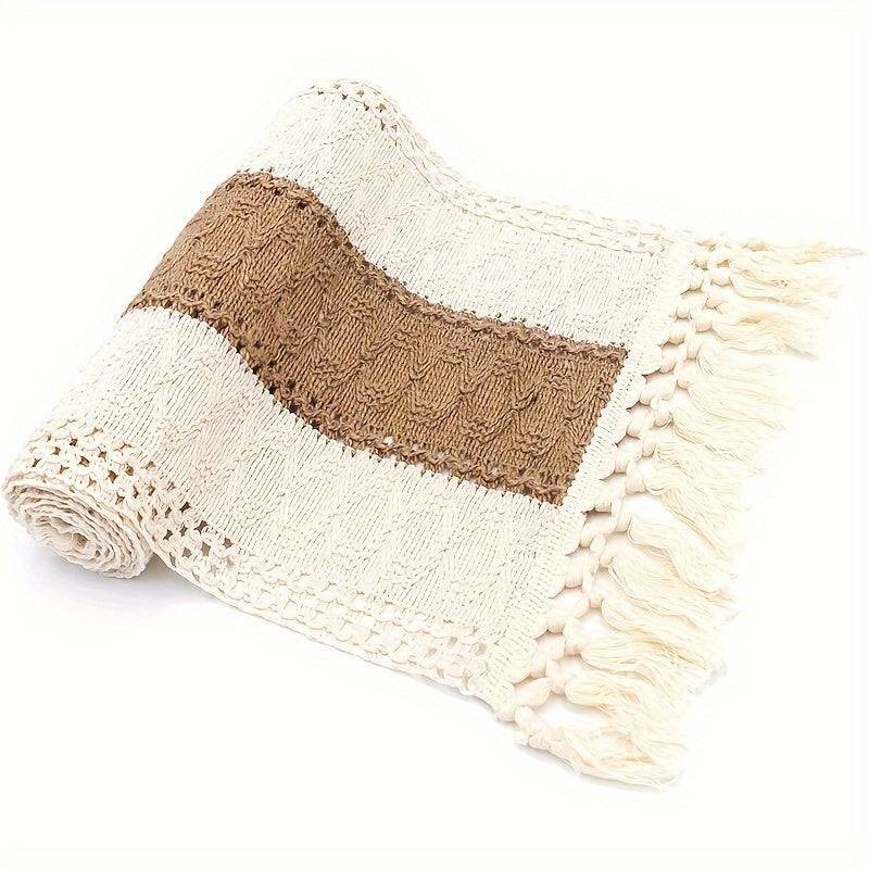 1pc, chemin de table en polyester, chemin de table rustique de ferme longue de style boho