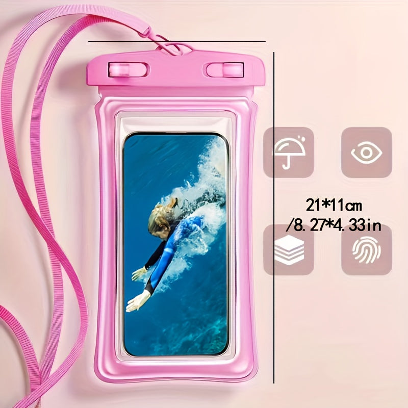 Pochette étanche pour téléphone, design 3D, compatible avec les coques épaisses, sac étanche en plastique transparent pour smartphones de 20,32 cm, avec tour de cou pour la plage, les croisières et les voyages