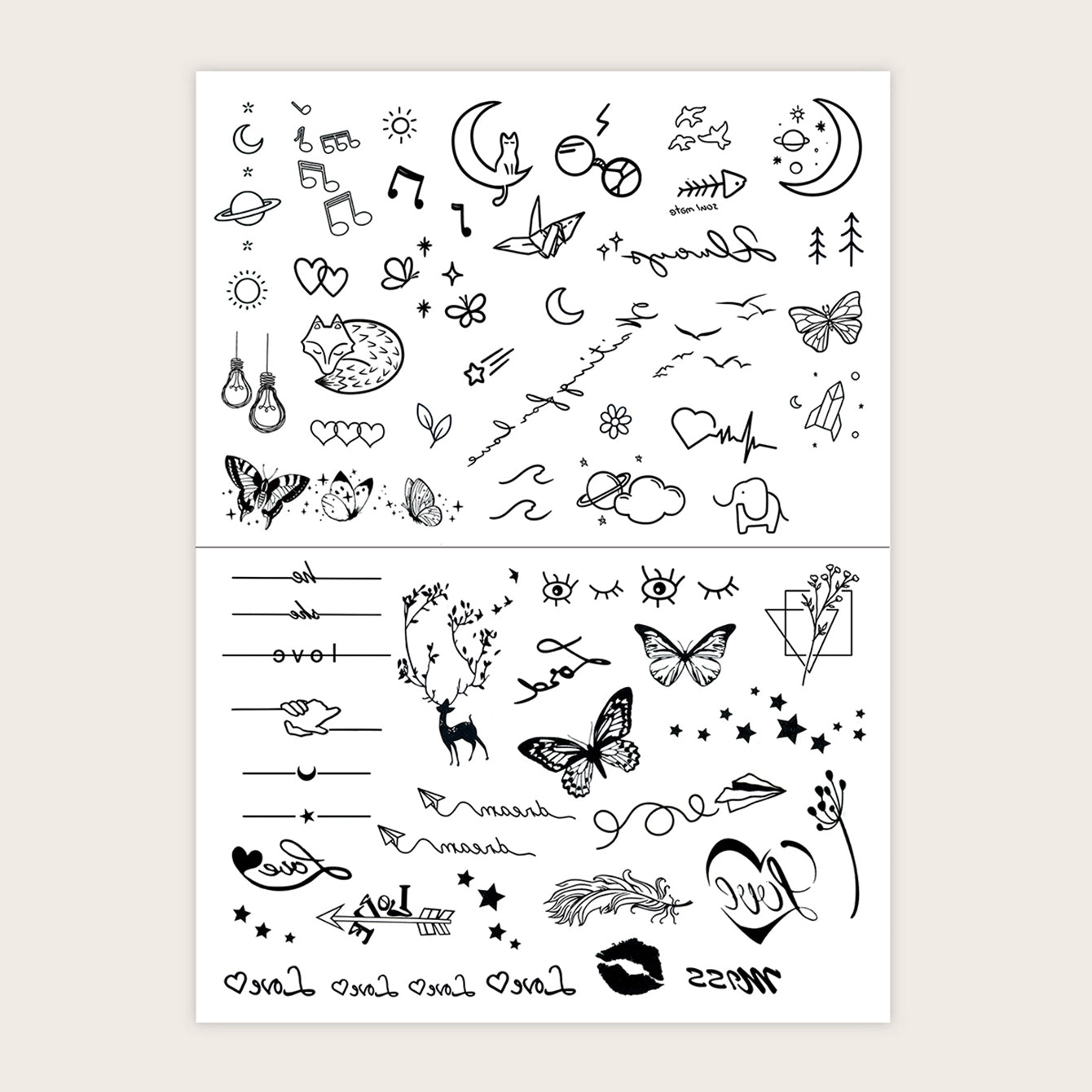 [Achetez-en 1, obtenez-en 1 gratuit] 2 feuilles d'autocollants de tatouage à petits motifs élégants pour F