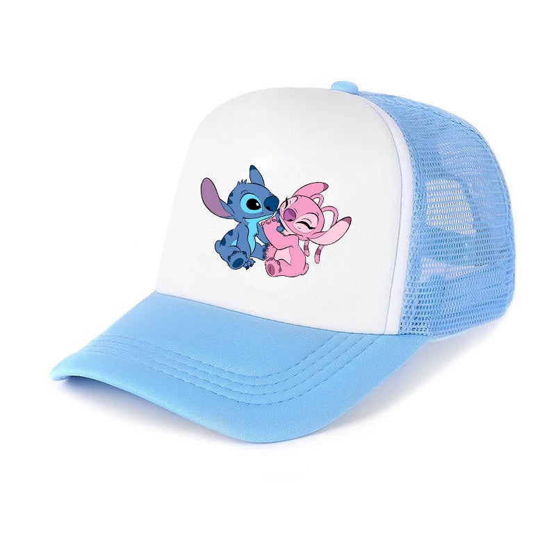 Casquette de baseball Stitch pour garçons et filles, chapeau de soleil en maille imprimé hip-hop décontracté unisexe à protection réglable, chapeau classique à visière en coton