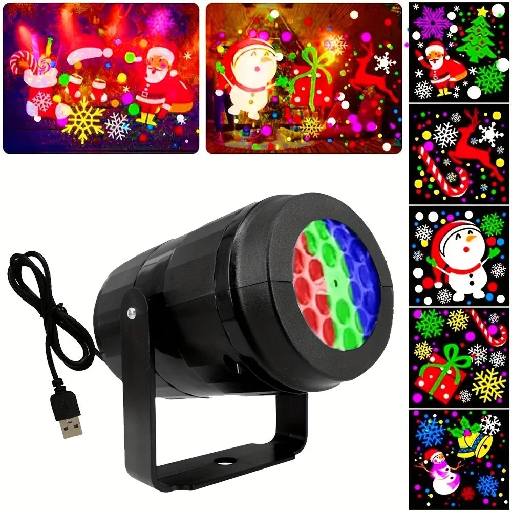 Projecteur laser de Noël flocon de neige, 16 motifs, étanche, rotatif, lumières de scène LED, décoration, 1 pièce
