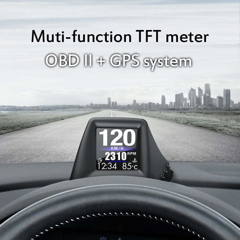 Gadget HUD multifonction OBD2 + GPS, ordinateur de bord, montant A, installation de garniture, RPM Turbo, pression d'huile, température de l'eau, compteur de vitesse GPS, nouveau