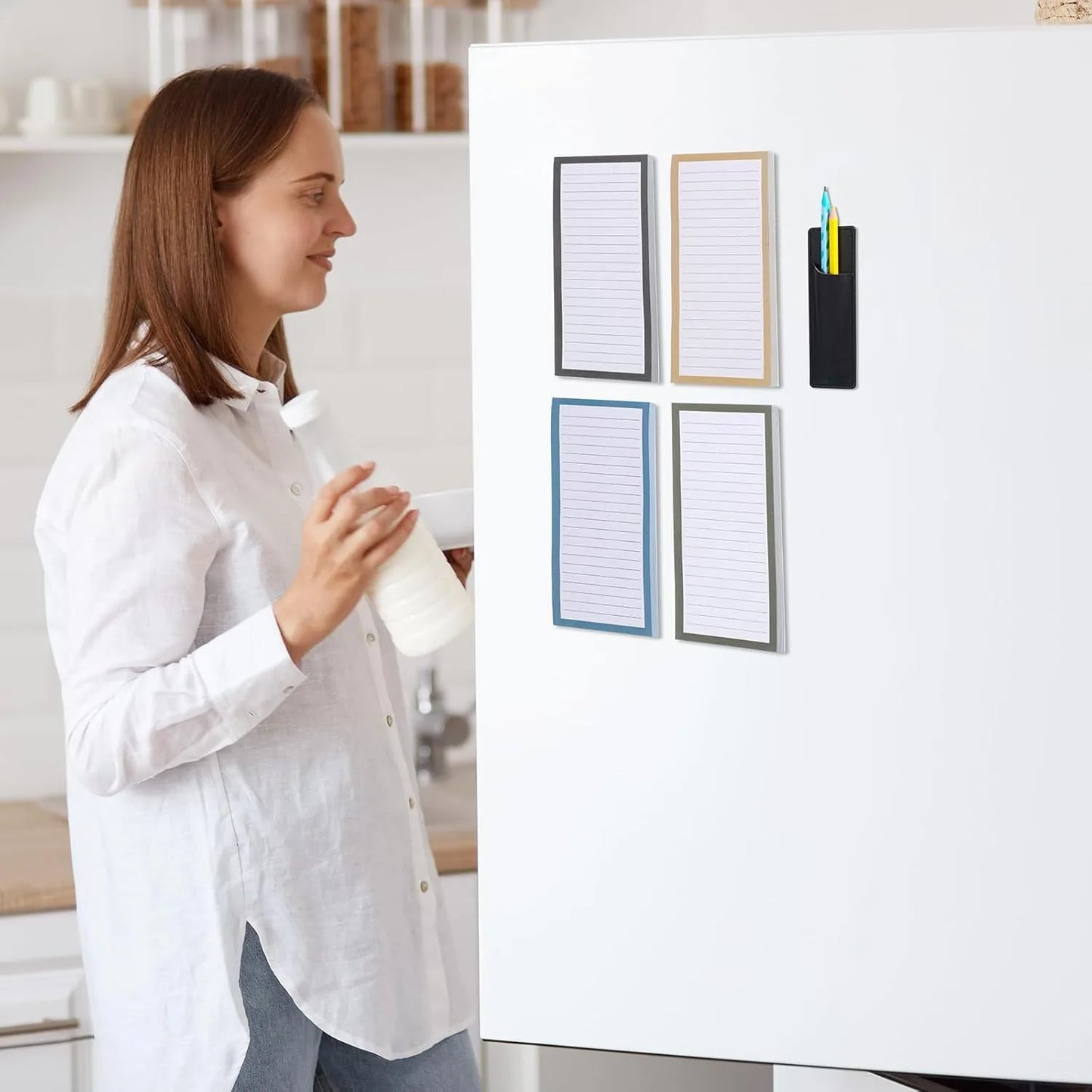 Grand bloc mémo magnétique complet Art déco Design blocs-notes magnétiques pour réfrigérateur pour l’épicerie Liste de tâches Liste de notes