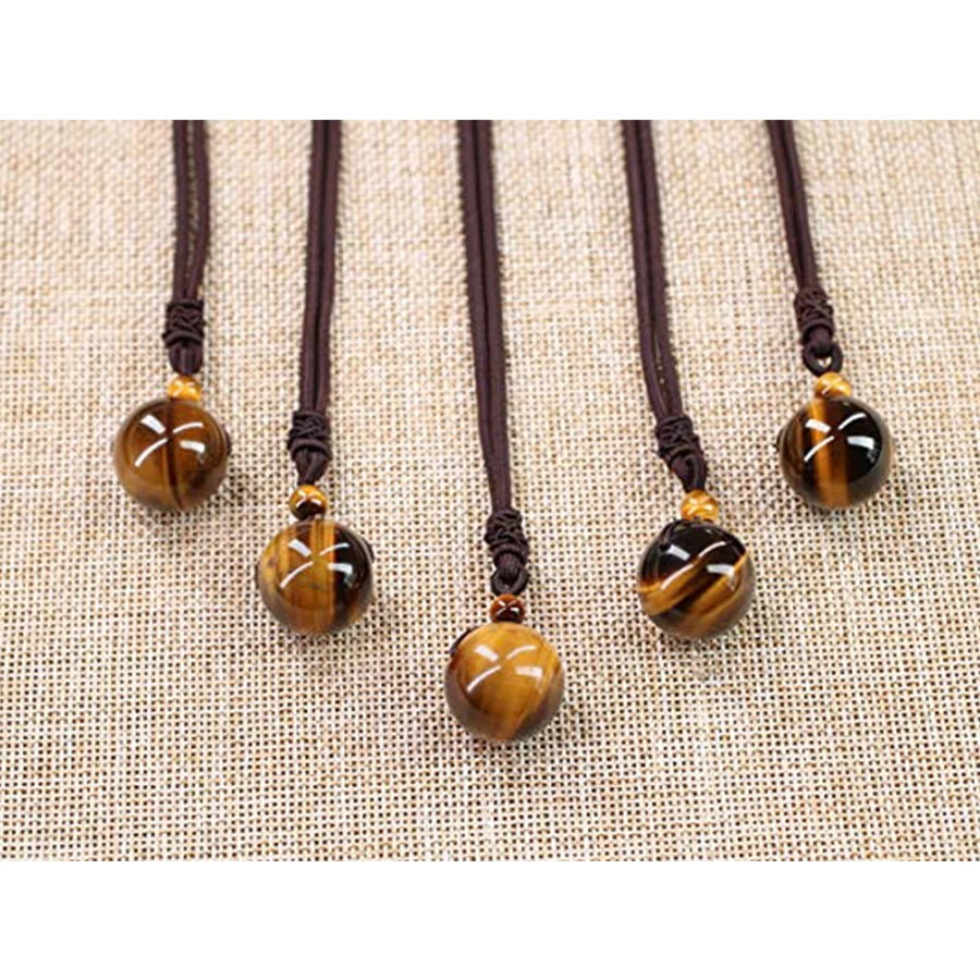 Pendentifs et colliers en pierre d'oeil de tigre naturel, tissage de perles naturelles de haute qualité, chaîne en corde à la mode pour hommes, bijoux
