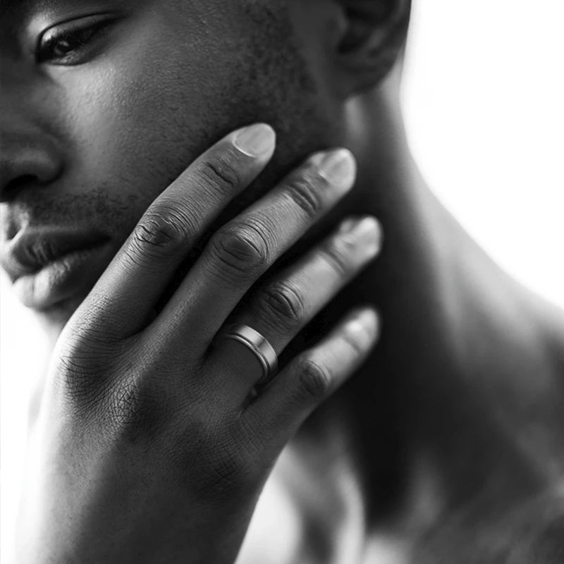 Vnox 8mm anneau de base rotatif pour hommes noir en acier inoxydable décontracté mâle Anel élégant Punk Spinner Alliance bijoux